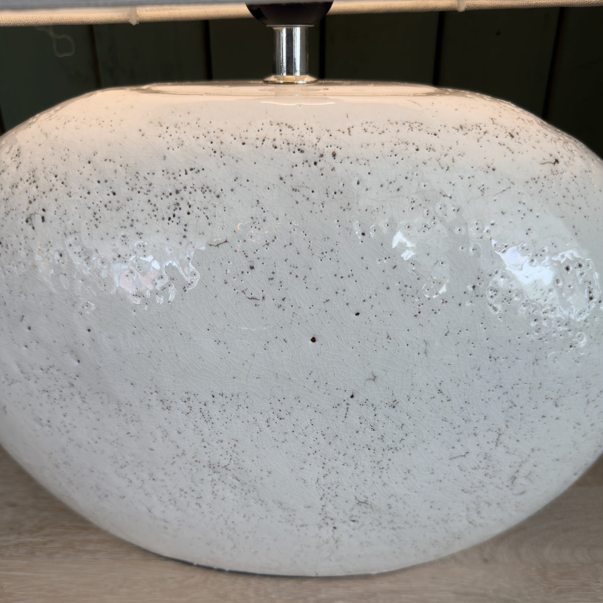White Distressed Oval Table Lamp