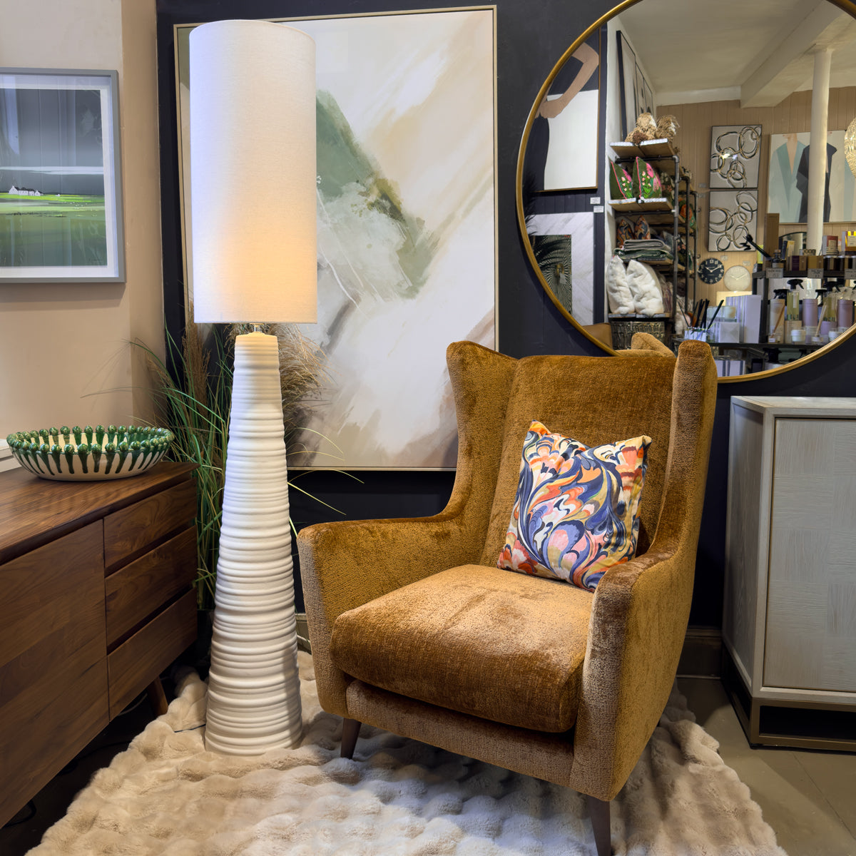 White Tapered Base Floor Lamp