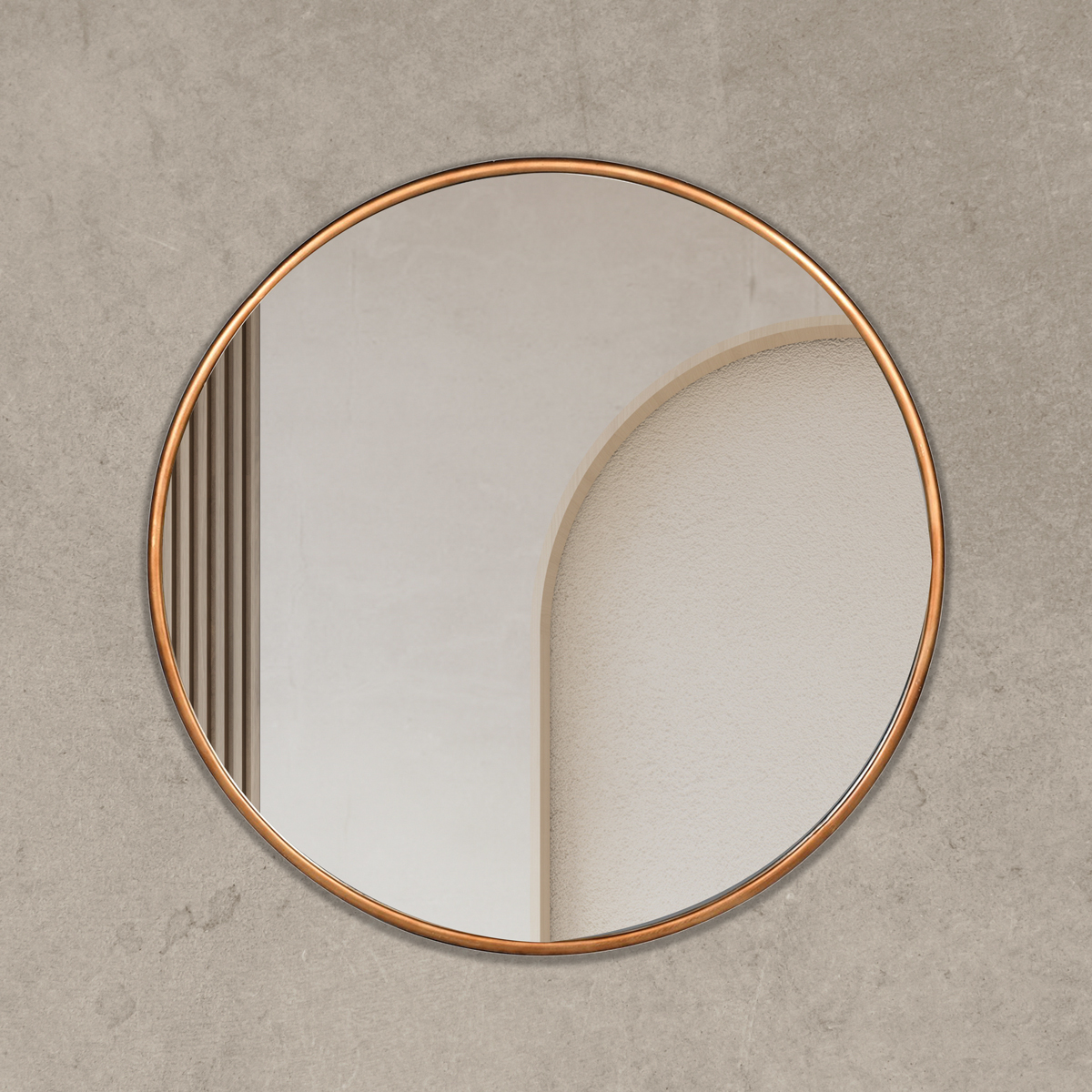 Golden Framed Circular Mirror