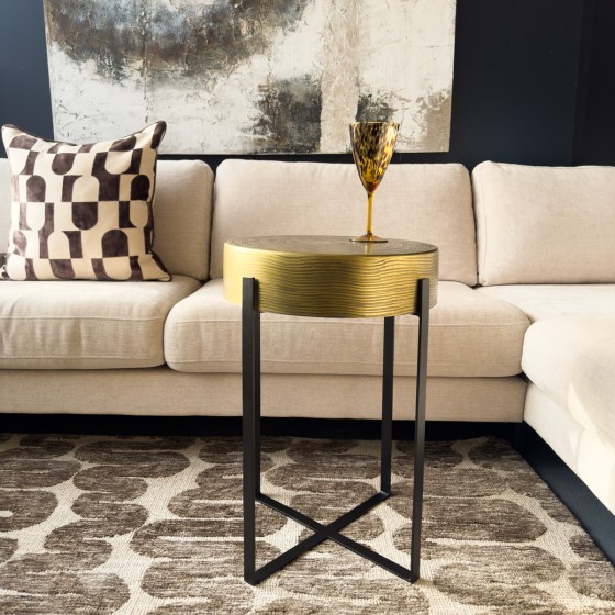 Brass Wave Pattern Side Table