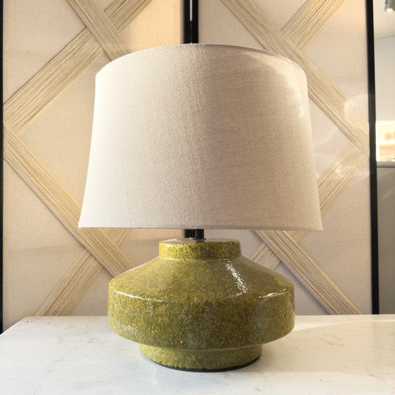 Olive Terracotta Disc Base Table Lamp