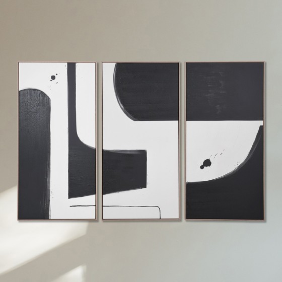 Black & White Abstract Wall Art - Set Of 3