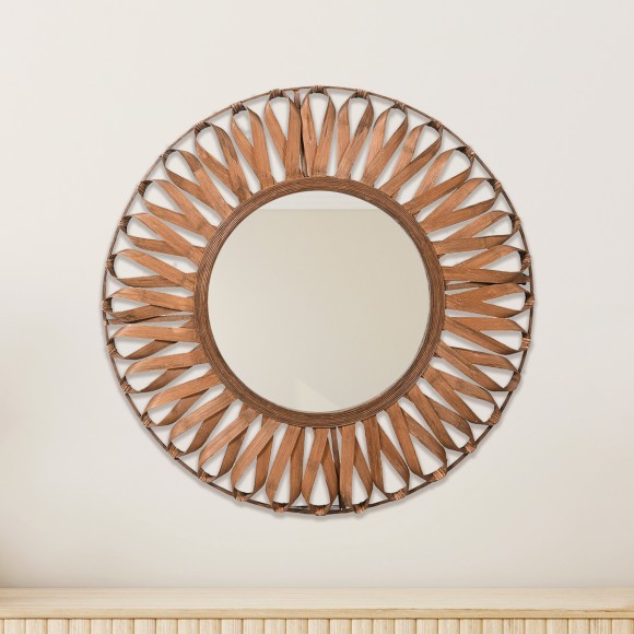 Circular Bamboo Framed Mirror