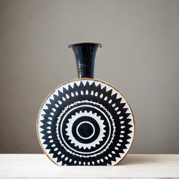 Monochrome Patterned Circular Vase