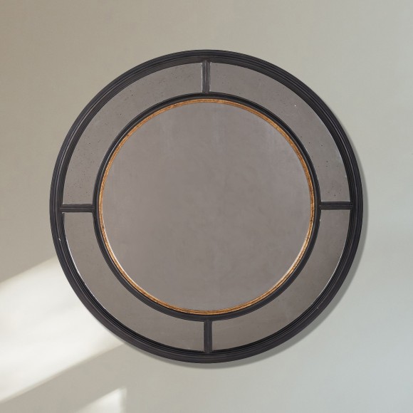 Black & Gold Round Sectioned Frame Mirror