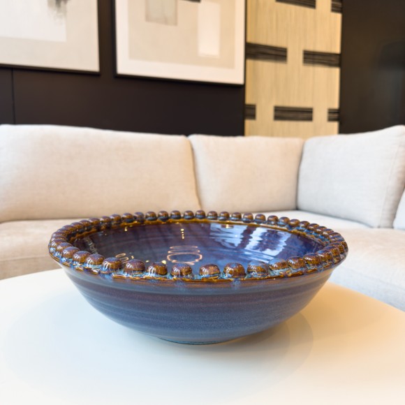 Blue Melange Glazed Bobble Bowl