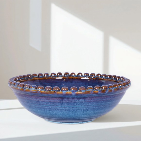 Blue Melange Glazed Bobble Bowl