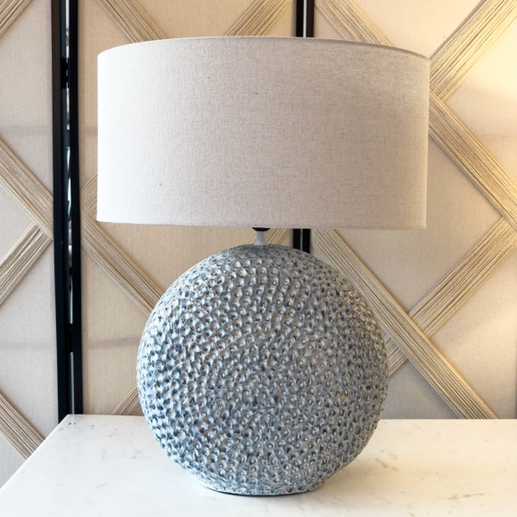 Textured Blue Circular Base Lamp