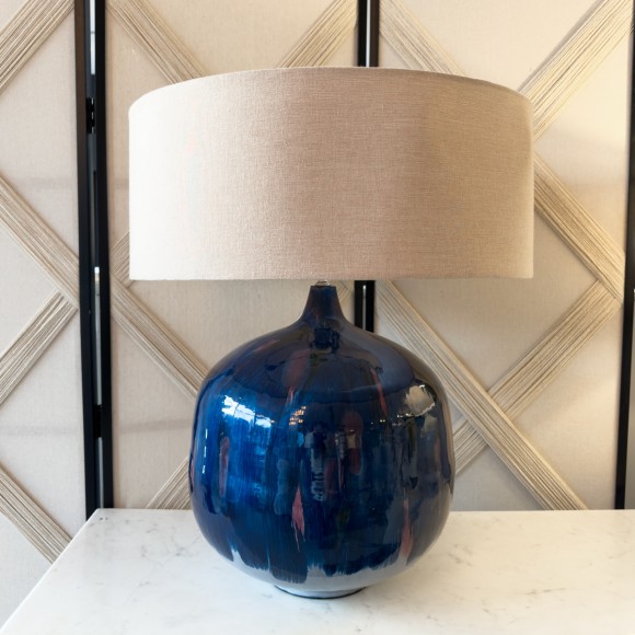 High Gloss Painted Table Lamp - Deep Blue