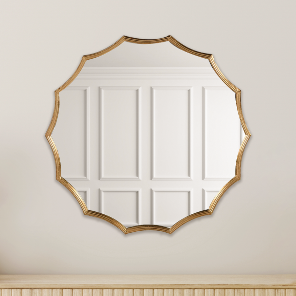 Golden Scalloped Edge Mirror