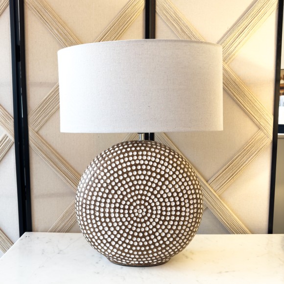 Neutral Textured Round Table Lamp