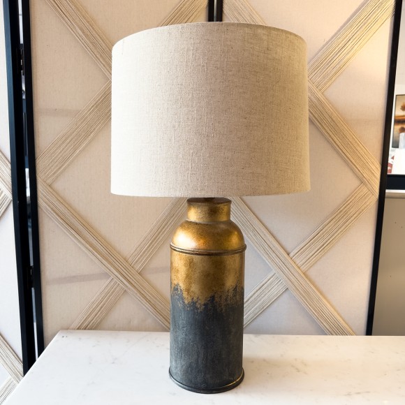 Gold Patina Effect Table Lamp With Shade